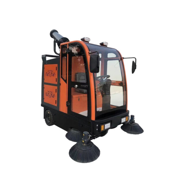 1 Factory Direct 48v Electric Ride-On Road Sweeper Machine Fully Enclosed Pavement Cleaning Machine